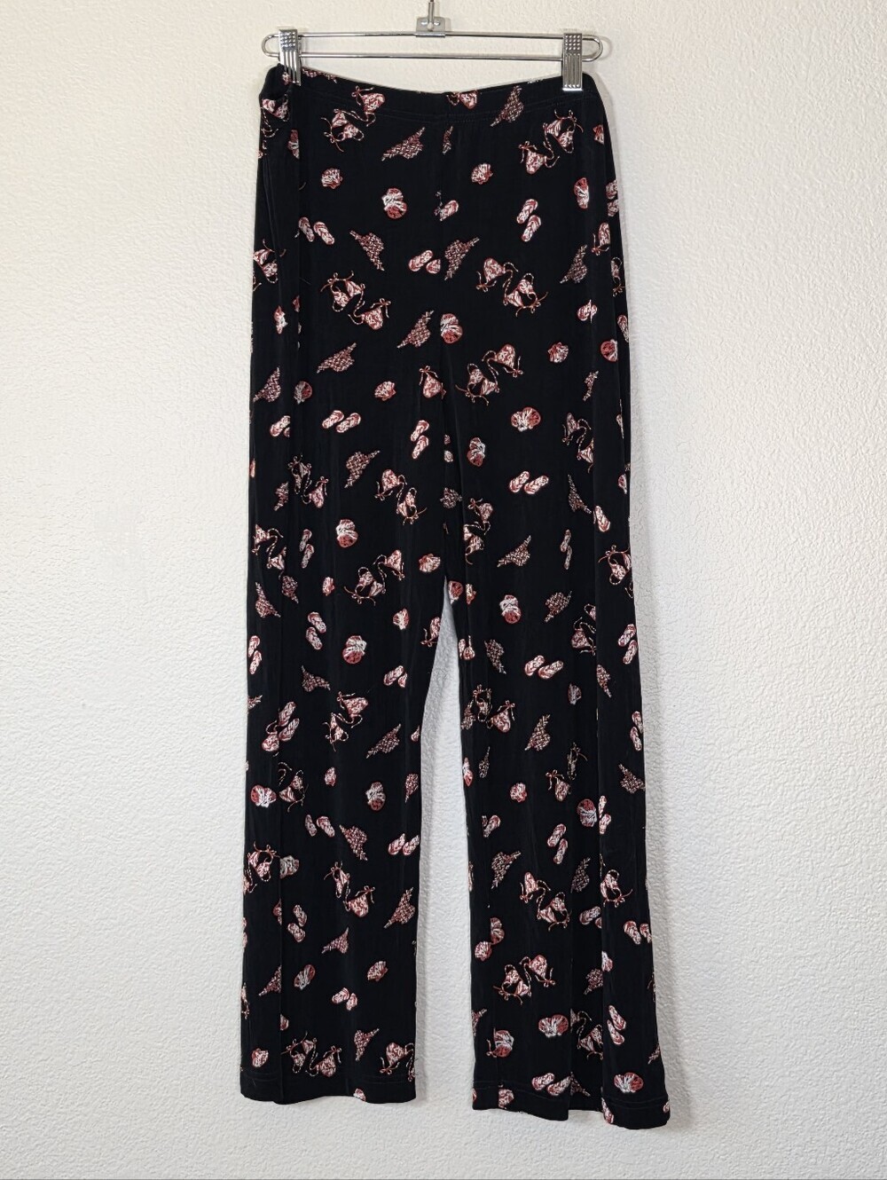 Coldwater Creek Beach Print Black Wide Leg Pants L - Picture 2 of 5